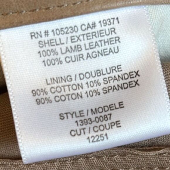 Current/Elliott Tan Mid Rise Skinny Leather Pants Ankle Length w Stretch - Picture 4 of 5